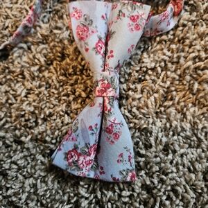 Floral Bow Tie for Kids - Pink and Gray